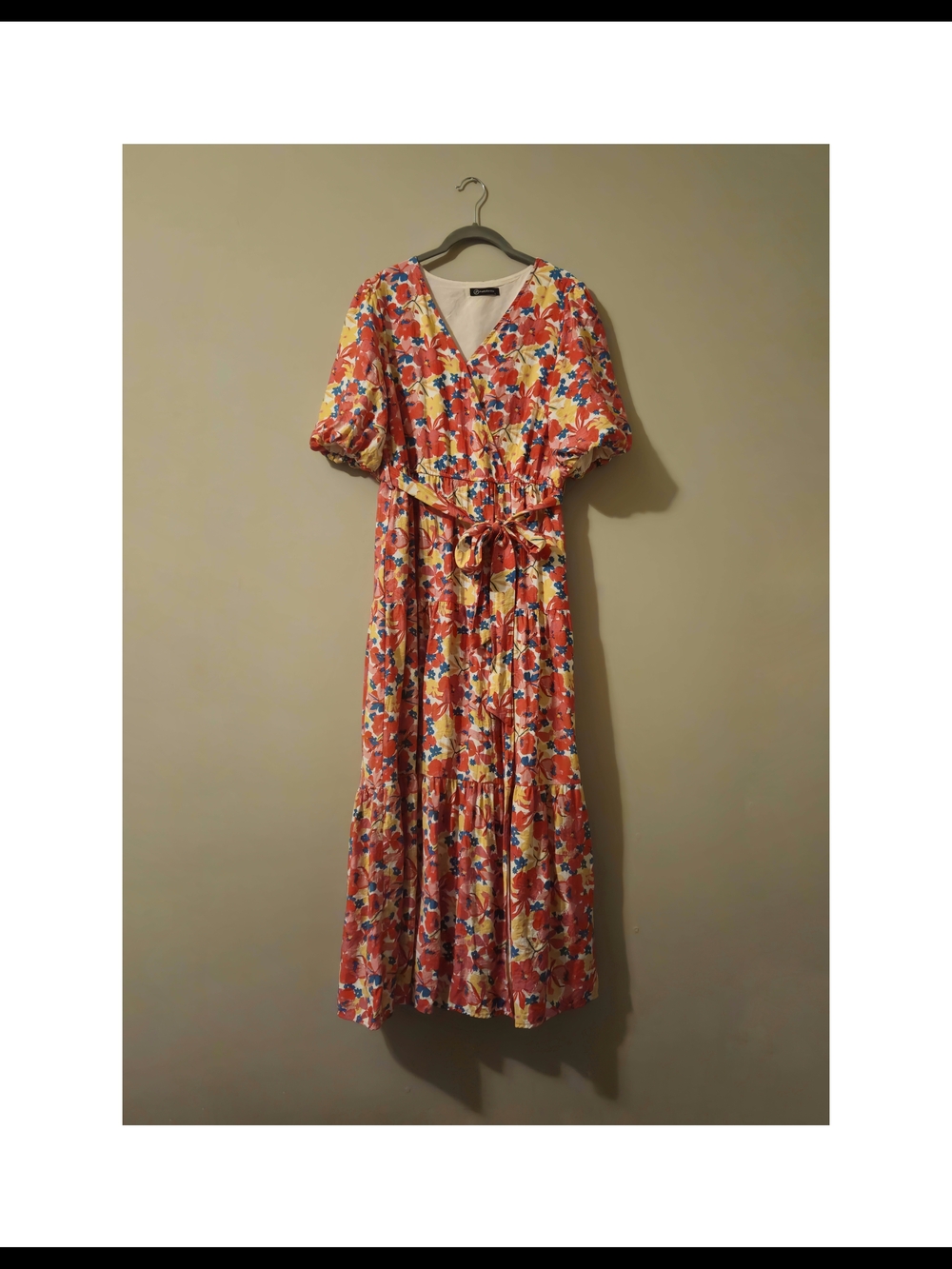 Wrap Floral Maxi Dress with Tie Waist - Pink Multi